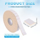 4 Roll 12 Meters 39 37ft Foam Tape Craft Double Sided 0 75x0 5  Squares  Beige