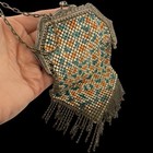 Antique      Mandalian Mfg Co      1920s Flapper Silver Mesh Chain Blue Enamel Purse