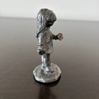 Vintage Pewter Figurine Girl With Flower