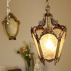 Antique Copper Foyer Pendant Light Ice Glass Hanging Ceiling Pendant Lamp