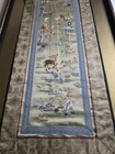 Vintage Embroidered Silk Panel Chinese Art Floral Forest Animal Water Theme