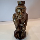 1890s Rare Uhl Pottery Monkey On Pot Liquor Nip Flask Bottle Unique Design