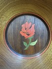 Tom Webster Hand Turned Wooden Bowl Inlay Marquetry Rose Hand Made Wood Bowl