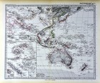 1892 Petermann Map Polynesia Oceania Australia New Zealand Fiji East Indies 