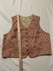 Wah Maker Xl Rose Pink Tan Vest Satin Back 6 Buttons Vintage Western Collection