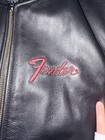 Vintage Fender Guitar  Y2k Leather Biker Bomber Jacket Men Sz M