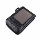 Men Leather Credit Card Holder Rfid-blocking Zipper Pocket Wallet With Id Window