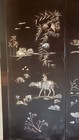 Asian Style Black Lacquer Folding Screen W  Inlaid Figures   Scenic Landscape