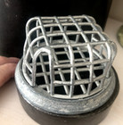 Mcm Vtg 3 25  Round Sq Silver Metal Flower Arrangement Frog Cage Rustic Floral