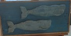 Vintage Hand Carved Nantucket Double Whale Wood Trading Sign Folk Art Plaque