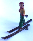 Barclay France  495 Man On Skis Hollow Cast Lead Figure 1930s Vtg Christmas Putz