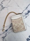 New Coach Zip Card Case Wallet In Signature Canvas Sand Chalk Cw883 With Box