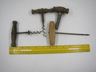 Vintage Wooden Handle Corkscrews Ice Pick Of 4 Rustic