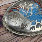 Vintage Handcrafted Inlay Belt Buckle Silver Tone Turquoise Eagle Western 3 Inch