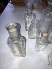 Lot Of 12 Vintage Assorted Small Clear Glass Bottles Medicine   Elixer   Ink Ect