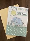 Baby Shower Greeting Card     Cute Elephant Design With 3d Balloon  Soft Pastel