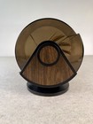Rolodex Rotary Rotating Business Card File Desktop Holder Smoke Cover Woodgrain