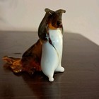 Hand Crafted Glass Collie Dog  Brown And White  Made In Russia