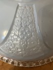 Vintage Art Deco Ceiling Light Fixture Glass Shade Blue Textured Flowers