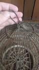 Best Antique Early Primitive Metal Wire Folky Wood Band Bird Cage Blue Paint 13 