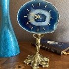 Blue Agate Stone Table Clock  