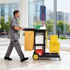 3-shelf Cart 500lb Housekeeping Cart 25 Gal Zippered Yellow Vinyl Bag And Cover