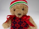Vintage Christmas Bear Teddy So Soft Russ Berrie Hat Sweater 13  Sit Brown Korea