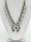 Navajo Squash Blossom Necklace Sterling Signed Kathleen Chavez Double Strand 925