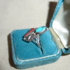 Old Pawn Navajo Sterling Silver Coral And Turquoise Ring Sz 6 25