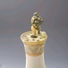 Vintage Nippon Moriage Porcelain Hat Pin Holder With 12 Pin Holes Hand Painted 