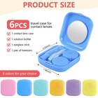 Kiseer 6 Pack Colorful Contact Lens Case Travel Kit With Mirror Bottle Tweezers