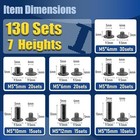 130 Sets Black Chicago Screws Kit M4 M5 Binding Rivets For Leather Belt Book Diy