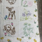 Vintage Embroidered Baby Blanket Quilt Cutter Flaws 22x30 Baby Animals