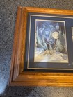Wolf Lovers  - 13 Inch By 11 Inch Wolf Picture   Wood And Glass  Used In Good   