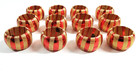 Set Of 12 Metallic Red Gold Striped Christmas Holiday Napkin Holder Rings