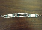Native American Indian Silver Blue Turquoise Beads Buffalo Bone Choker Necklace