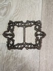 Vintage Belt Buckle Antique Brass  Metal Noveau Embossed Style 4 25  Wide X 3  