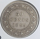1899 Newfoundland 50 Cents Sterling Silver Coin  925 - Queen Victoria  880 