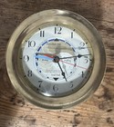 Vintage Solid Brass Maritime Nautical Tide Time Clock With Wood Base Not Working