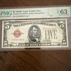 1928b  5 Legal Tender Note Fr 1527 Pmg Choice Uncirculated 63 Epq