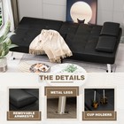 Homall Leather Futon Sofa Bed - Convertible Sleeper Couch With Cup Holders