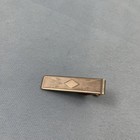 Vintage Tie Clip Silver Tone Tiebar Art Deco Diamond Engraved Line Mcm Retro 1 5