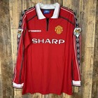 Manchester United 1999-00 Home Soccer Long Sleeve Jersey Beckham  7 Umbro