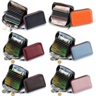 Rfid Credit Card Holder Wallet For Women Men Small Zipper Card Case Leather Gift