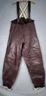 Vintage Ww2 Aero Leather Flight Pants Shearling Lined Military Bibs Brown