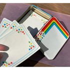 Vintage 80 s Rainbow Heart Stationery Set Tin Blue White Retro