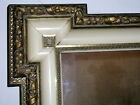 Antique Italian 19th Century Gilded Enameled Wood Frame Needlepoint Tapestry
