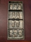 Antique Vintage Chocolate Mold - Flat - Santa Faces  