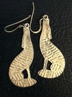 Vintage Navajo Southwestern Style Sterling Silver Howling Coyote Earrings Pair 
