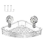 Super Suction Shower Shelf Space Saving Caddy W  Hooks Drainage Easy Install New